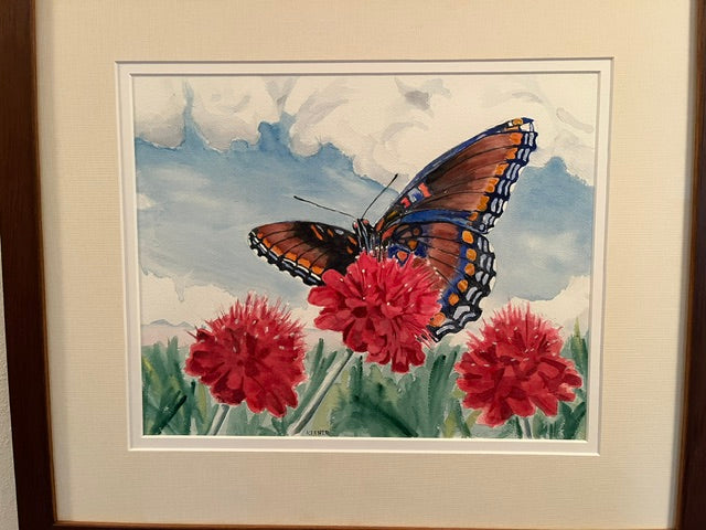 Three Flowers  and One Hungry Butterfly (Original)